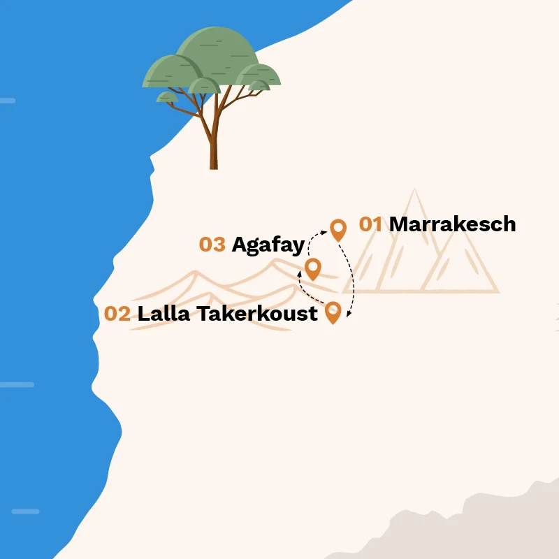 PLM_Karte Tour Marrakesch-Agadir_DE_2 The Art of Slow Luxury