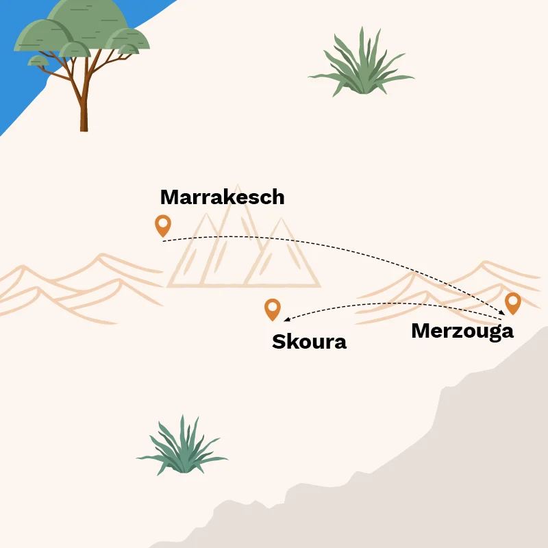 Tour 012 Karte Marrakesch-Merzouga-Skoura_DE_2